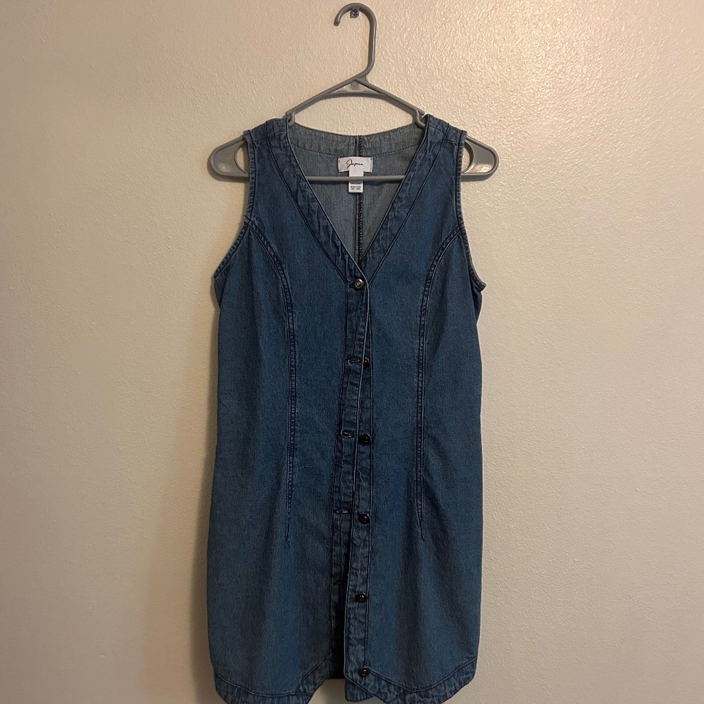 100% Cotton Mock-Jean Dress with Buckle Tie